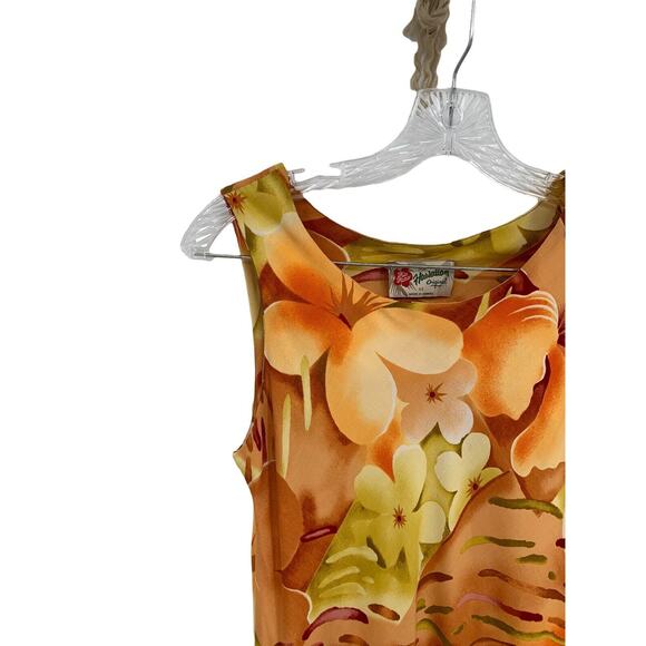 Vintage Hilo Hattie Hawaiian Dress Sleeveless Orange Tropical Flared Bottom XS - Picture 3 of 9